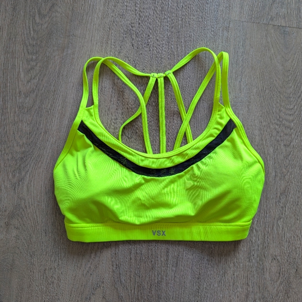 Neon yellow Victoria's Secret sports bra